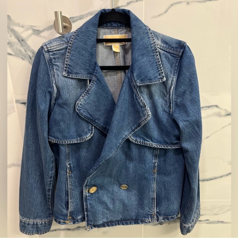 Michael Kors Double-Breasted Blue Jean Jacket
